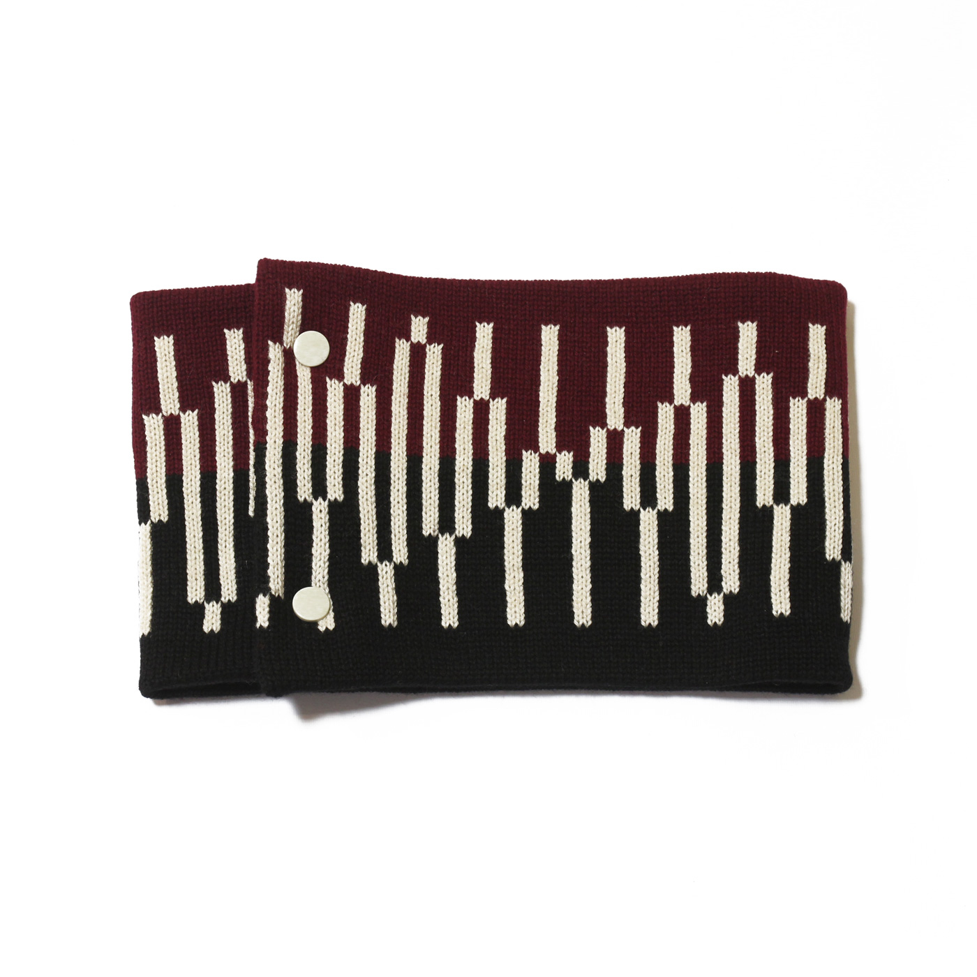 sciarpa ad anello nero bordeaux bianco