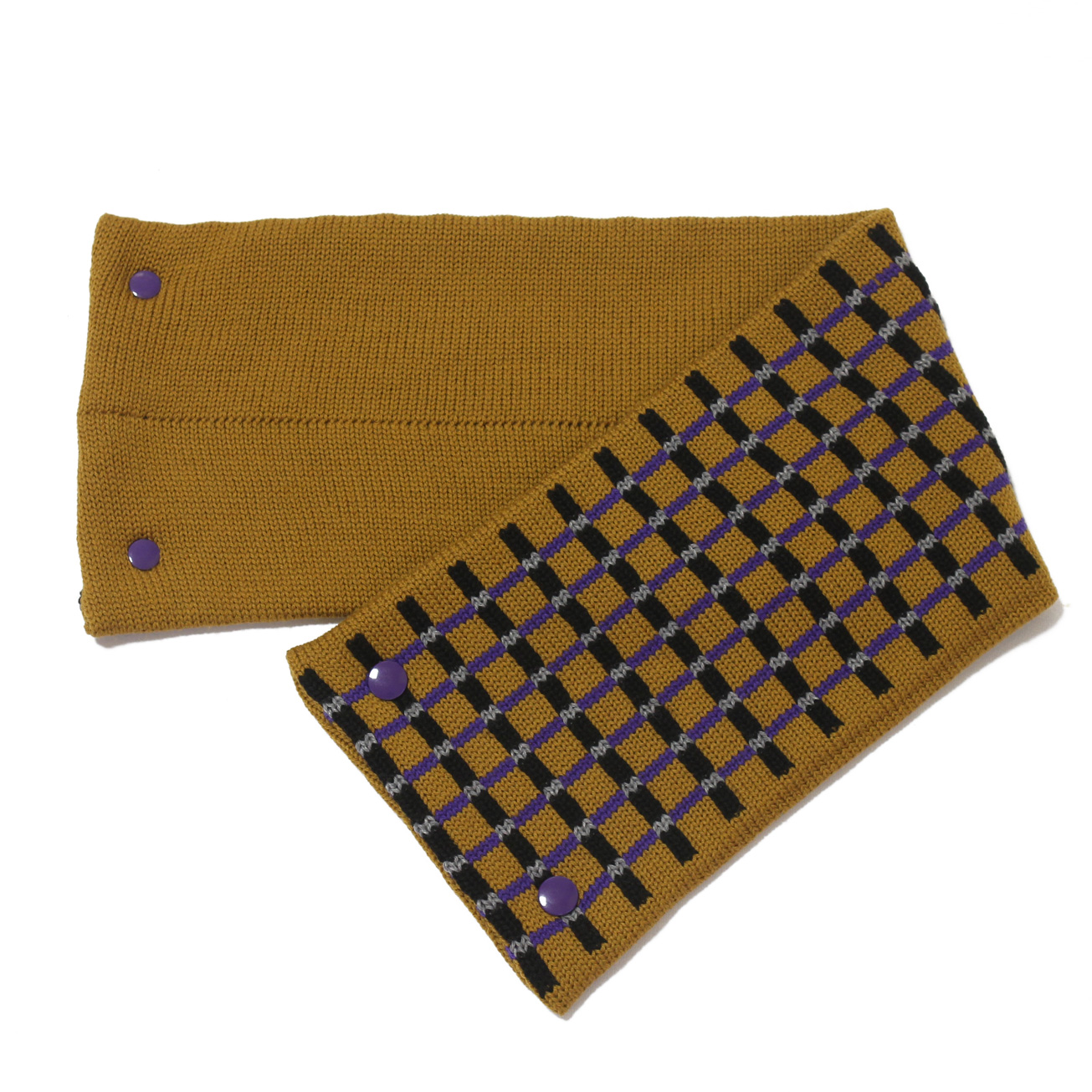 sciarpa con bottoni senape nero viola grigio