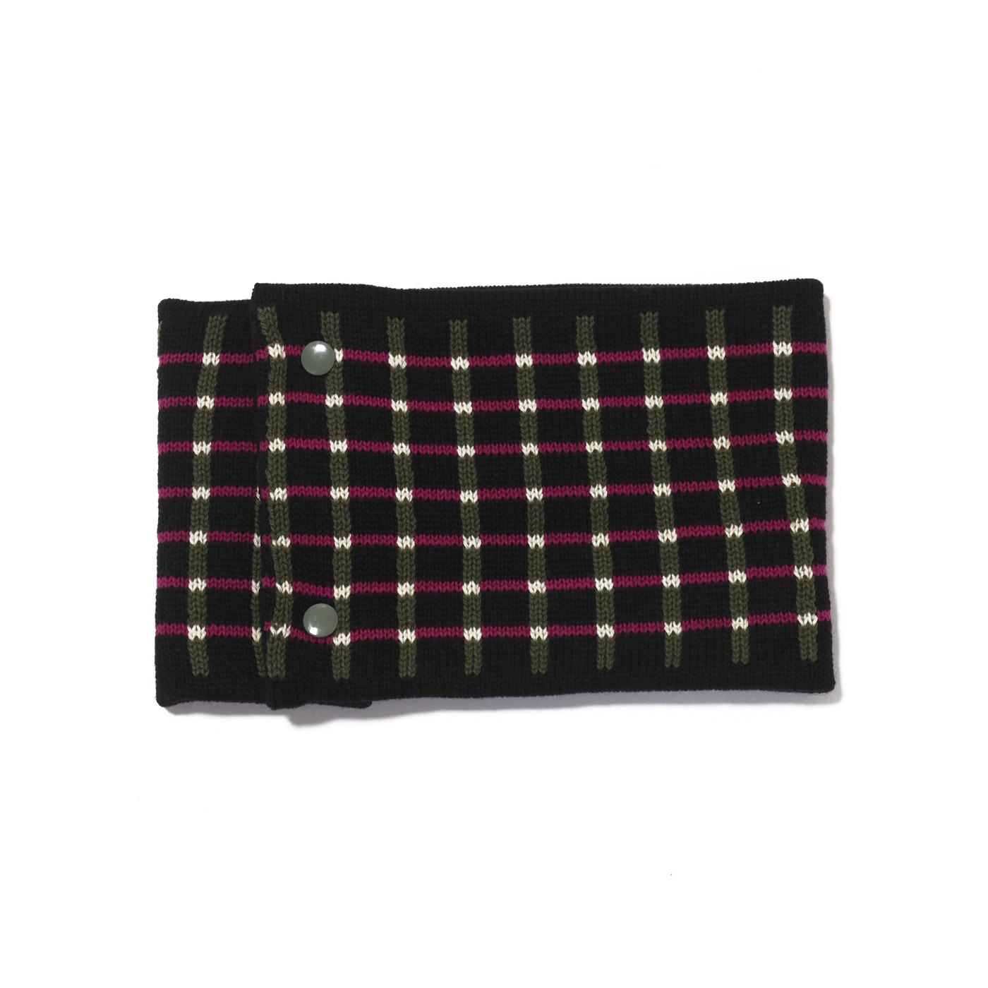 sciarpa ad anello nero verde fuxia bianco