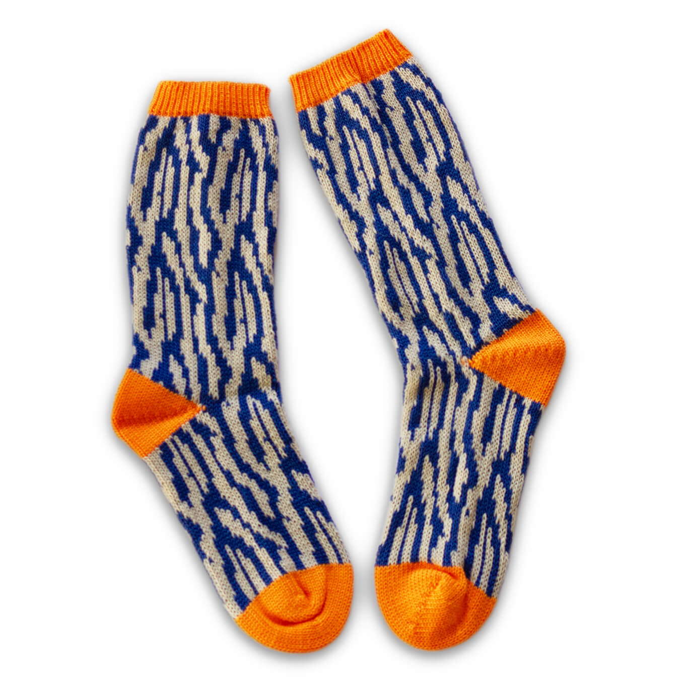 Calzettoni in lana zebra azzurro panna fluo taglia 39-41