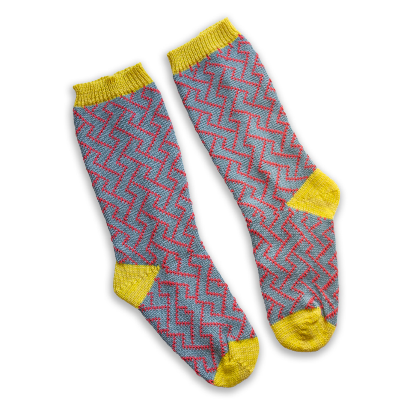 Calze Lana celeste fucsia giallo